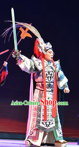 King of Nanyue Kingdom Chinese Guangdong Opera General Zhao Tuo Apparels Costumes and Headpieces Traditional Cantonese Opera Marshal Garment Armor Clothing