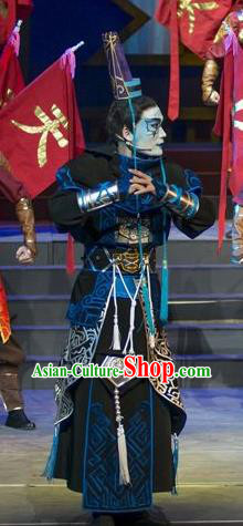 Fighting for the Great Tang Empire Chinese Guangdong Opera Hero Apparels Costumes and Headpieces Traditional Cantonese Opera Swordsman Garment Tang Men Clothing