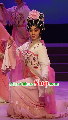 Chinese Cantonese Opera Xiaodan Garment The Lotus Lantern Costumes and Headdress Traditional Guangdong Opera Actress Apparels Goddess Dress