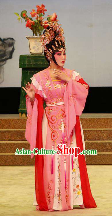 Chinese Cantonese Opera Hua Tan Garment The Lotus Lantern Costumes and Headdress Traditional Guangdong Opera Actress Apparels Goddess Dress