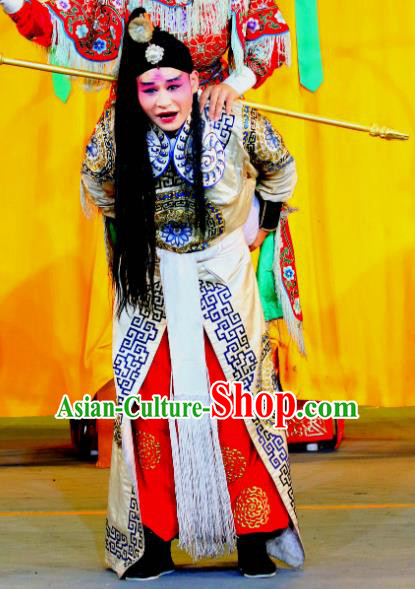 Qi Xing Temple Chinese Sichuan Opera Martial Male Apparels Costumes and Headpieces Peking Opera Highlights Wusheng Garment Soldier Yang Jiye Clothing