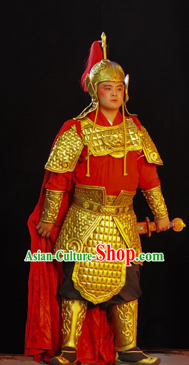 Wo Hu Ling Chinese Sichuan Opera Soldier Apparels Costumes and Headpieces Peking Opera Highlights Martial Male Garment Warrior Armor Clothing