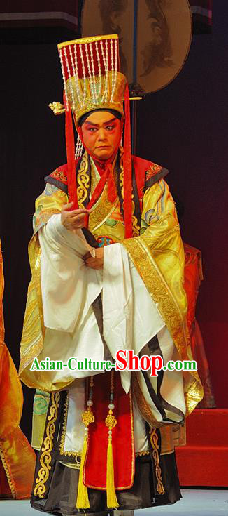 Wo Hu Ling Chinese Sichuan Opera Emperor Liu Xiu Apparels Costumes and Headpieces Peking Opera Highlights Lord Garment Monarch Clothing