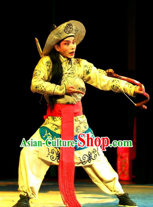 Shoot Eagle Chinese Sichuan Opera Warrior Hua Rong Apparels Costumes and Headpieces Peking Opera Highlights Swordsman Garment Martial Male Clothing