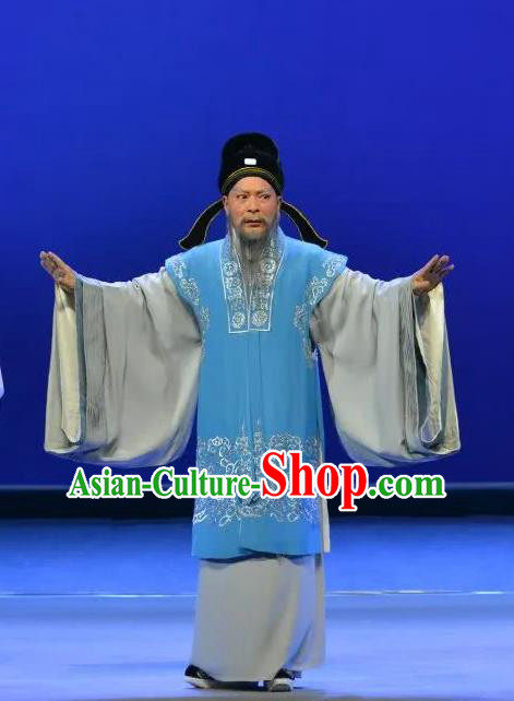 Search the College Chinese Guangdong Opera Laosheng Apparels Costumes and Headpieces Traditional Cantonese Opera Elderly Male Garment Rector Xie Bao Clothing