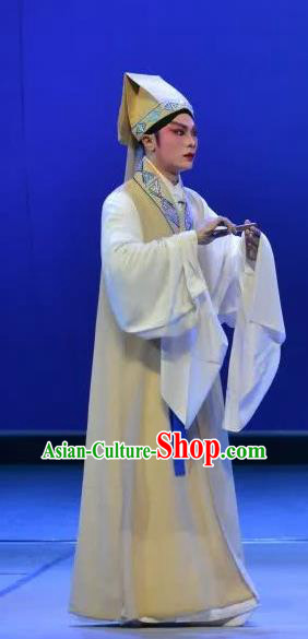 Search the College Chinese Guangdong Opera Scholar Zhang Yimin Apparels Costumes and Headpieces Traditional Cantonese Opera Young Male Garment Xiaosheng Clothing