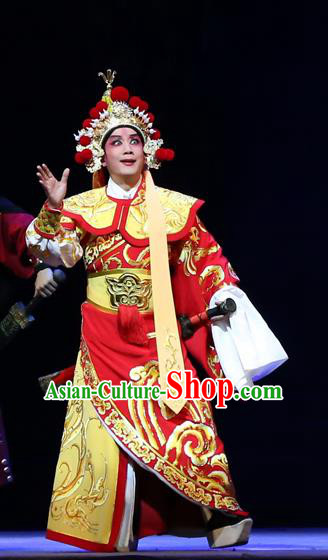Gao Emperor of Han Chinese Guangdong Opera Lord Liu Bang Apparels Costumes and Headpieces Traditional Cantonese Opera Young Male Garment General Clothing