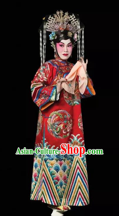 Chinese Cantonese Opera Hua Tan Garment Costumes and Headdress Traditional Guangdong Opera Princess Shanhu Apparels Actress Red Dress