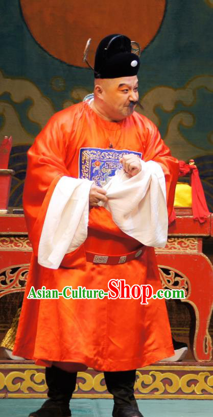 Emperor and the Village Girl Chinese Guangdong Opera Clown Apparels Costumes and Headpieces Traditional Cantonese Opera Official Garment Magistrate Clothing