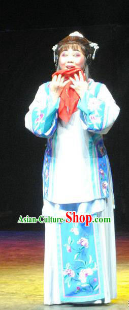 Chinese Cantonese Opera Diva Qiu Yue Garment The Watchtower Costumes and Headdress Traditional Guangdong Opera Young Female Apparels Distress Maiden Dress