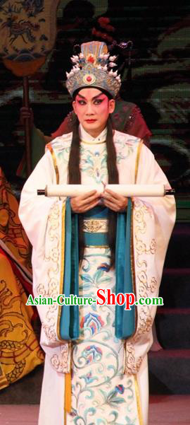 Legend of Er Lang Chinese Guangdong Opera Xiaosheng Apparels Costumes and Headwear Traditional Cantonese Opera Young Male Garment Prince Boyi Kao Clothing