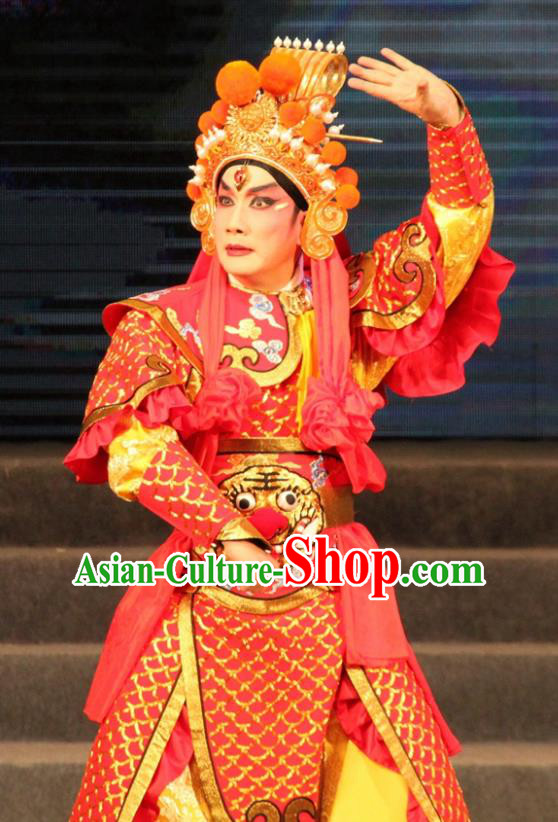 Legend of Er Lang Chinese Guangdong Opera General Apparels Costumes and Headwear Traditional Cantonese Opera God Garment Martial Male Clothing