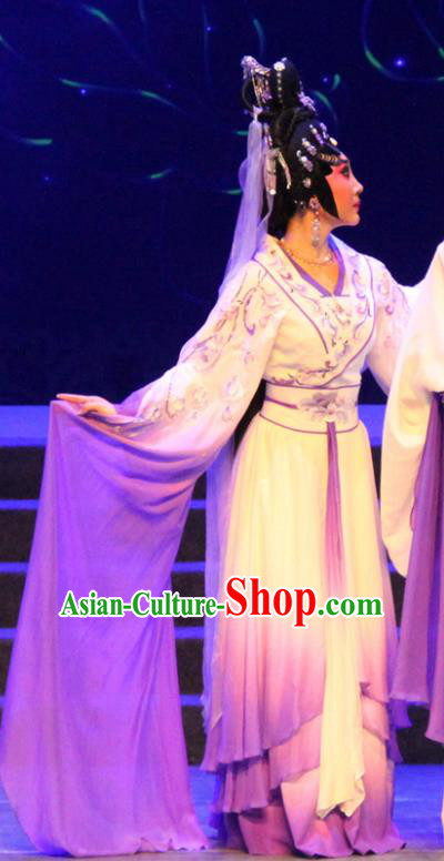 Chinese Cantonese Opera Hua Tan Garment Qian Nv You Hun Costumes and Headdress Traditional Guangdong Opera Diva Nie Xiaoqian Apparels Ghost Dress