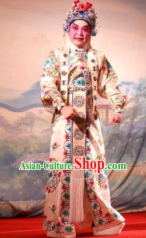 Love in the Red Plum Chinese Guangdong Opera Martial Male Apparels Costumes and Headwear Traditional Cantonese Opera Takefu Garment Wusheng Clothing