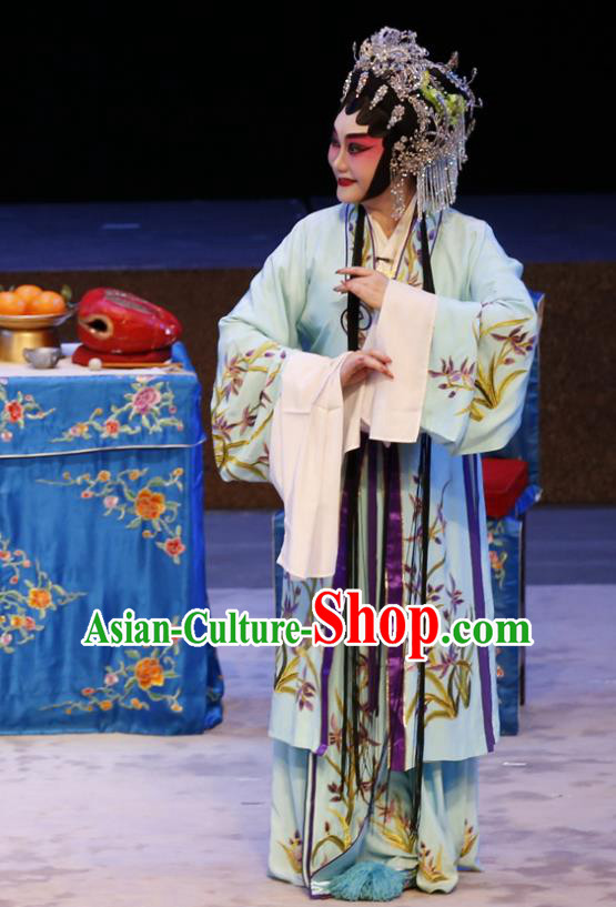 Chinese Cantonese Opera Young Woman Garment Ne Zha Hui Mu Costumes and Headdress Traditional Guangdong Opera Actress Apparels Diva Dress