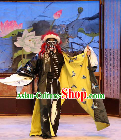 Ba Luo He Chinese Guangdong Opera Painted Role Apparels Costumes and Headwear Traditional Cantonese Opera Martial Male Garment Wusheng Luo Hongxun Clothing