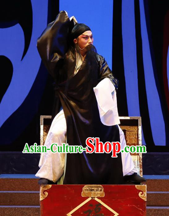 Chinese Guangdong Opera Scholar Fan Zhongyu Apparels Costumes and Headwear Traditional Cantonese Opera Elderly Male Garment Clothing