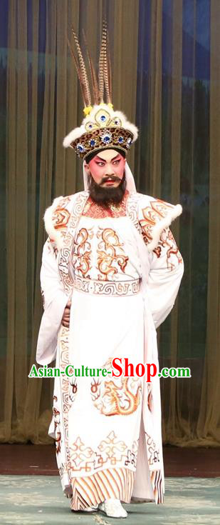 Princess Zhaojun Chinese Guangdong Opera Duke Apparels Costumes and Headwear Traditional Cantonese Opera Xiongnu King Garment Monarch Clothing