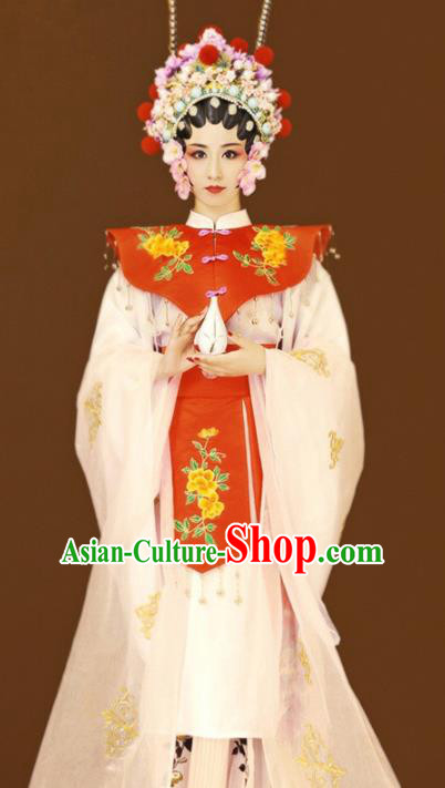 Chinese Traditional Beijing Opera Historical Costumes Ancient Ming Dynasty Court Woman Hanfu Dress Apparels and Headdress Complete Set