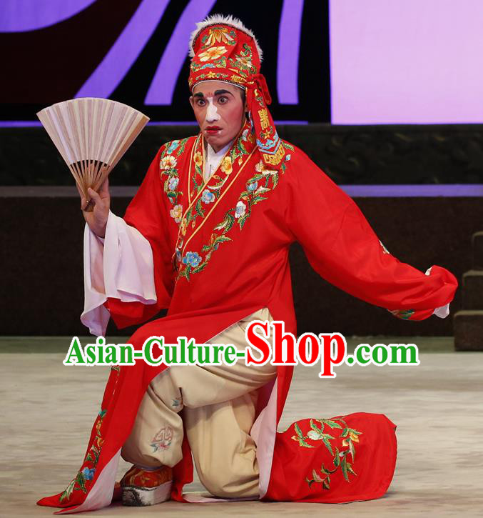 Nao Chai Chinese Guangdong Opera Playboy Apparels Costumes and Headwear Traditional Cantonese Opera Clown Garment Childe Hu Lian Clothing