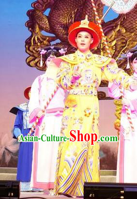 Zhuang Yuan Lin Zhaotang Chinese Guangdong Opera Lord Apparels Costumes and Headwear Traditional Cantonese Opera Monarch Garment Qing Dynasty Emperor Clothing