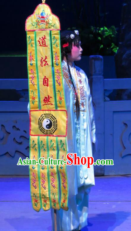 The Strange Stories Chinese Guangdong Opera Wa Wa Sheng Apparels Costumes and Headwear Traditional Cantonese Opera Taoist Boy Garment Clothing