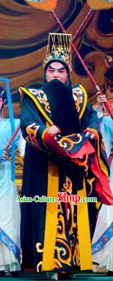 King of Qin Meng Jiang Chinese Guangdong Opera First Emperor Apparels Costumes and Headwear Traditional Cantonese Opera Laosheng Garment Monarch Ying Zheng Clothing