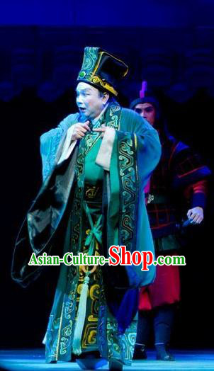 King of Qin Meng Jiang Chinese Guangdong Opera Eunuch Apparels Costumes and Headwear Traditional Cantonese Opera Zhao Gao Garment Minister Clothing