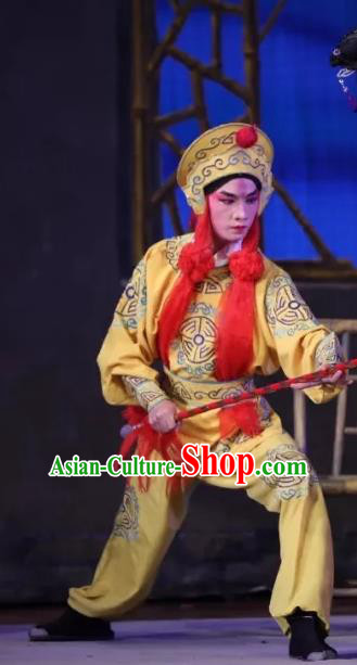 Milky Way Lovers Chinese Guangdong Opera Warrior Apparels Costumes and Headwear Traditional Cantonese Opera Wusheng Garment Soldier Clothing
