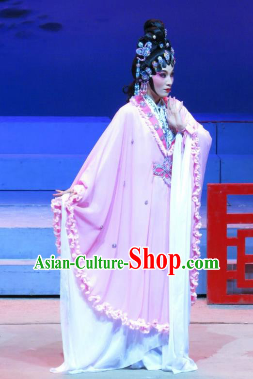 Chinese Cantonese Opera Fox Fairy Garment The Strange Stories Costumes and Headdress Traditional Guangdong Opera Diva Xiao Cui Apparels Young Beauty Dress