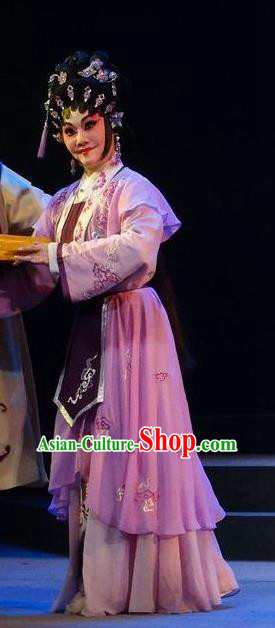 Chinese Cantonese Opera Young Female Garment Zi Yun Costumes and Headdress Traditional Guangdong Opera Country Woman Apparels Actress Dress