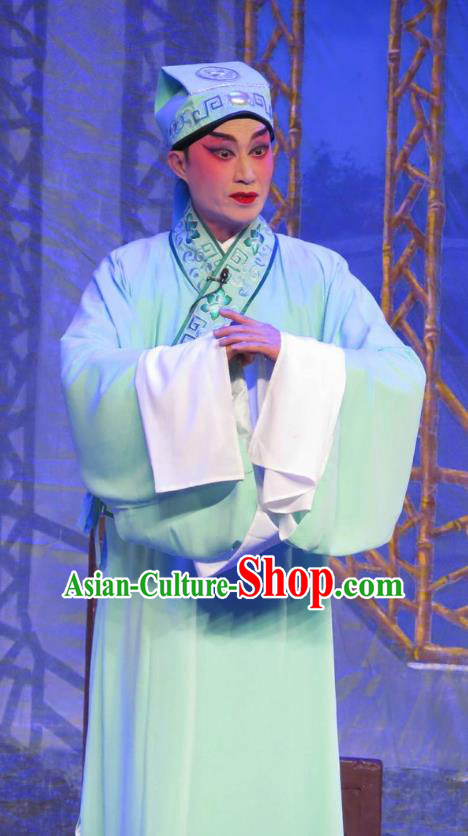 Wu Nv Bai Shou Chinese Guangdong Opera Scholar Zou Yinglong Apparels Costumes and Headwear Traditional Cantonese Opera Xiaosheng Garment Gifted Youth Clothing