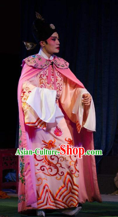 Chinese Guangdong Opera Young Male Apparels Costumes and Headwear Traditional Cantonese Opera Xiaosheng Garment Scholar Du Yuanlong Clothing