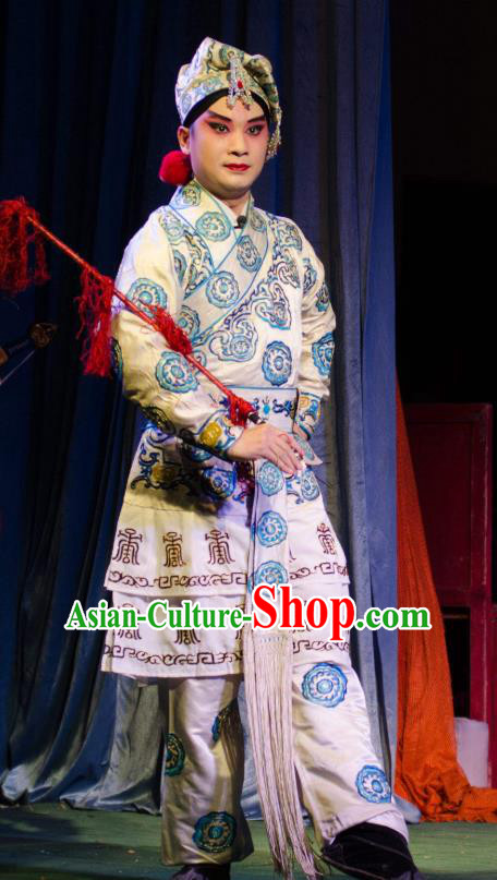 Chinese Guangdong Opera Takefu Apparels Costumes and Headwear Traditional Cantonese Opera Wusheng Garment Swordsman Clothing