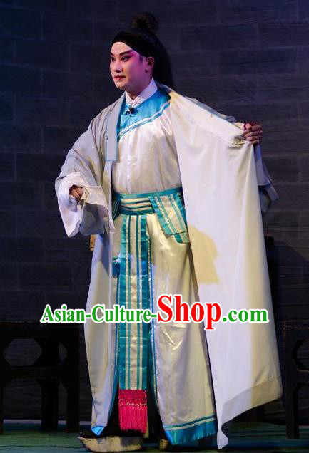 Chinese Guangdong Opera Martial Male Apparels Costumes and Headwear Traditional Cantonese Opera Wusheng Garment Du Yuanlong Clothing