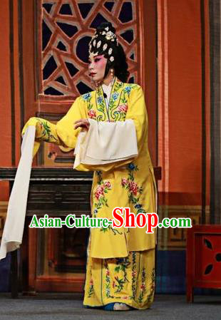 Chinese Cantonese Opera Actress Garment Costumes and Headdress Traditional Guangdong Opera Diva Apparels Young Mistress Yellow Dress