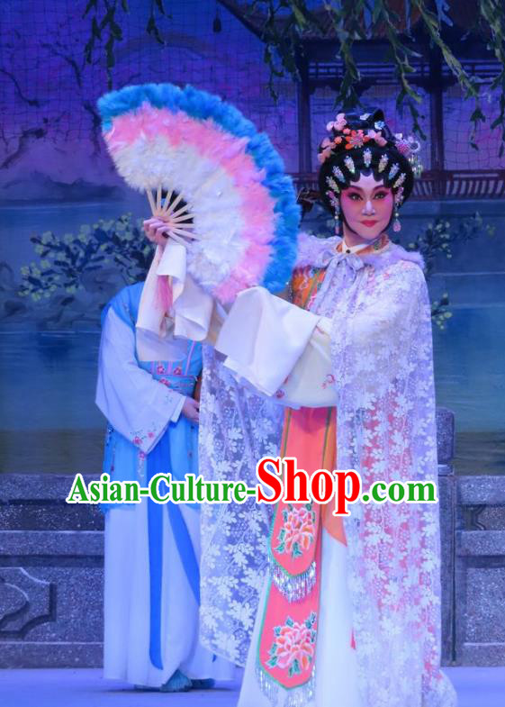 Chinese Cantonese Opera Hua Tan Garment Costumes and Headdress Traditional Guangdong Opera Actress Apparels Courtesan Xin Yaoqin Dress