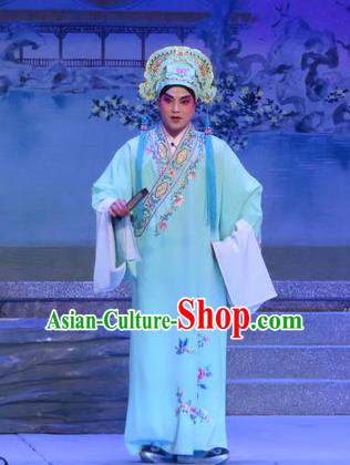 Chinese Guangdong Opera Young Male Zhu Zhong Apparels Costumes and Headwear Traditional Cantonese Opera Niche Garment Xiaosheng Clothing