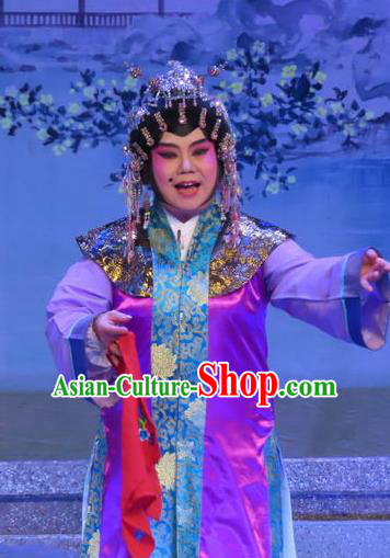 Chinese Cantonese Opera Procuress Garment Costumes and Headdress Traditional Guangdong Opera Dame Apparels Elderly Female Dress