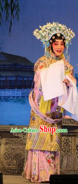 Chinese Cantonese Opera Empress Garment Costumes and Headdress Traditional Guangdong Opera Actress Apparels Queen Dress
