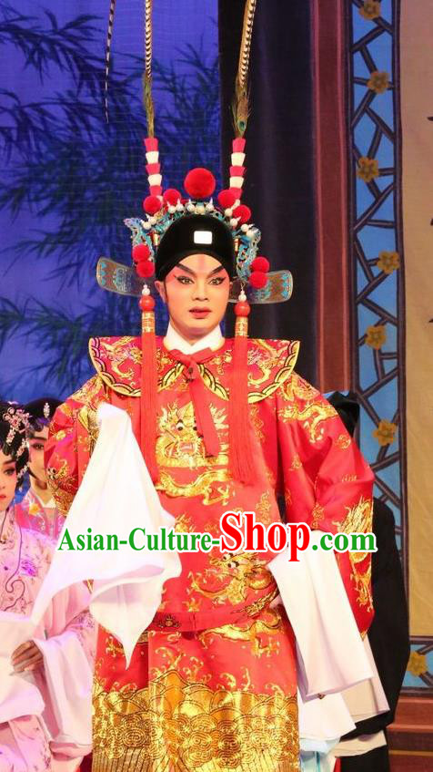 Chinese Guangdong Opera Prince Consort Apparels Costumes and Headwear Traditional Cantonese Opera Young Male Garment Childe Guo Ai Clothing