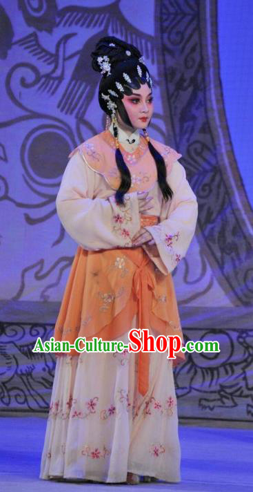 Chinese Cantonese Opera Xiaodan Garment The Sword Costumes and Headdress Traditional Guangdong Opera Actress Apparels Young Beauty Dress