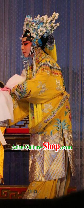 Chinese Cantonese Opera Royal Queen Garment Costumes and Headdress Traditional Guangdong Opera Court Woman Apparels Empress Dress