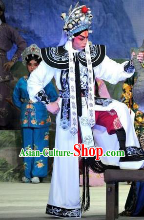 The Sword Chinese Guangdong Opera Swordsman Apparels Costumes and Headwear Traditional Cantonese Opera Wusheng Garment Martial Male Clothing