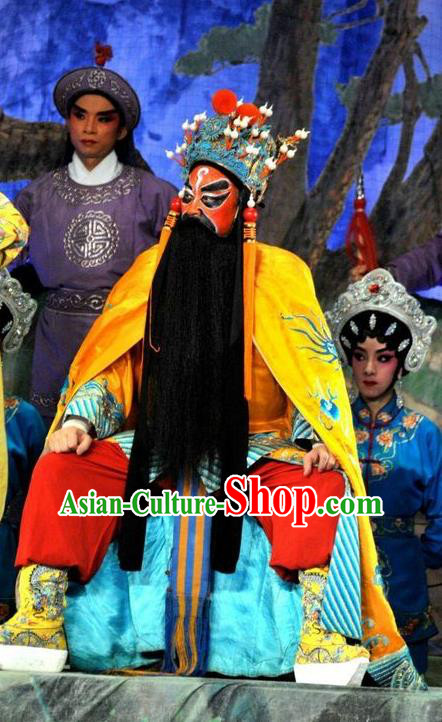 The Sword Chinese Guangdong Opera Duke Apparels Costumes and Headwear Traditional Cantonese Opera Monarch Garment King Wang Mang Clothing