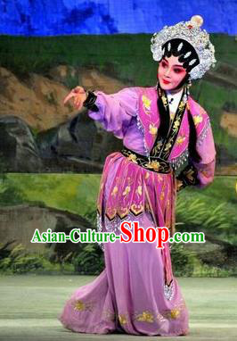 Chinese Cantonese Opera Martial Female Garment The Sword Costumes and Headdress Traditional Guangdong Opera Swordswoman Apparels Wudan Dress