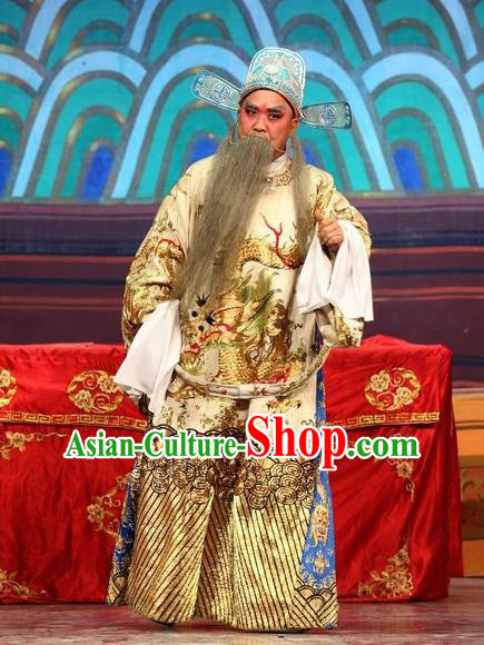 Feng Guan Meng Chinese Guangdong Opera Official Li Yuanshun Apparels Costumes and Headwear Traditional Cantonese Opera Laosheng Garment Elderly Male Clothing