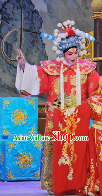 The Sword Chinese Guangdong Opera Young Male Apparels Costumes and Headwear Traditional Cantonese Opera Hero Garment Warrior Wang Han Clothing