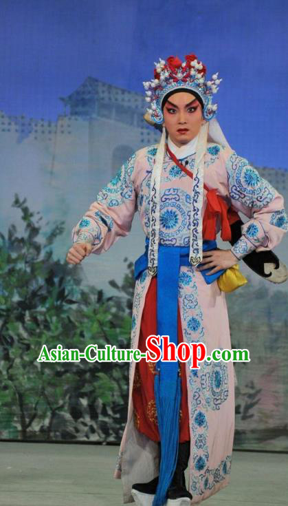 The Sword Chinese Guangdong Opera Wusheng Apparels Costumes and Headwear Traditional Cantonese Opera Martial Male Garment Hero Wang Han Clothing