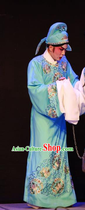 Nu Chuang Jin Dian Chinese Guangdong Opera Young Male Apparels Costumes and Headwear Traditional Cantonese Opera Scholar Garment Xiaosheng Clothing